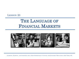 lesson 20 – the language of financial markets