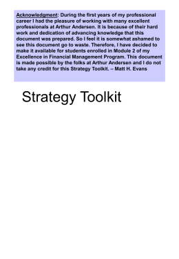Strategy Toolkit - Excellence in Financial Management