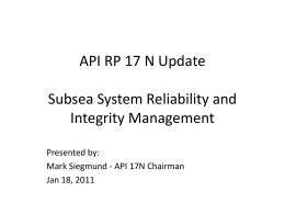 Subsea Reliability and Integrity Management - My Committees