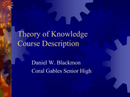 Theory of Knowledge Course Description