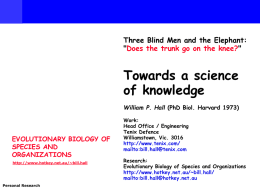 Towards a science of knowledge - evolutionary biology of species