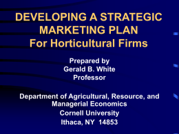 DEVELOPING A STRATEGIC MARKETING PLAN For Horticultural