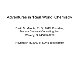 Adventures in `Real World` Chemistry