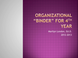 Organizational “Binder” - Stony Brook University School of Medicine