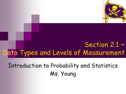 Section 2.1 ~ Data Types and Levels of Measurement