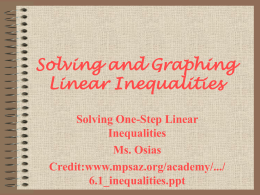 Solving and Graphing Linear Inequalities