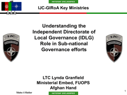 (IDLG) Role in Sub-national Governance efforts