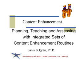 The University of Kansas Center for Research on Learning