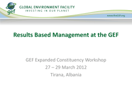 Results Based Management at the GEF (presentation)