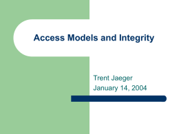 Access Models and Integrity