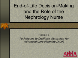 Techniques to facilitate discussion for Advanced Care Planning (ACP)