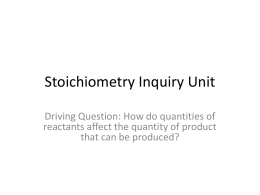 Stoichiometry Inquiry Unit - Ms. Ose`s Chemistry Website
