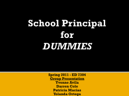 Spring 2011: School Principal for Dummies
