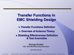 Overview of Transfer Functions, Antenna Theory, Shielding