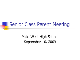 September 10, 2009 Parent Meeting