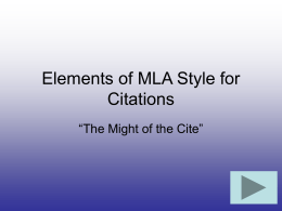 Elements of MLA Style