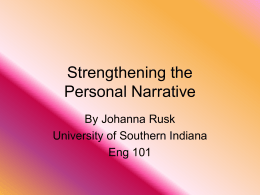 Strengthening the Personal Narrative (PowerPoint)