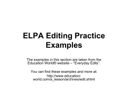 ELPA Edit Examples