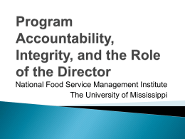 Program Accountability and the Role of the School Nutrition Director