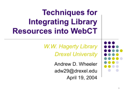 Integrating Library Resources Into WebCT