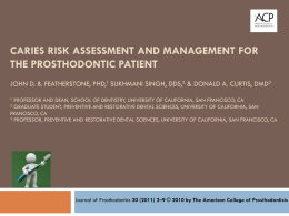 caries risk assessment and management for the prosthodontic patient