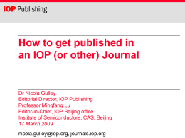 How to get published in an IOP (or other) Journal