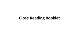 Close Reading Booklet Answers