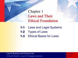 CHAPTER 1 Laws and Their Ethical Foundation