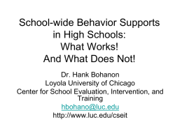 Positive Behavior Support and High School Implementation