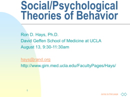 Social/Psychological Theories of Behavior