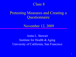 Pretesting measures - University of California, San Francisco