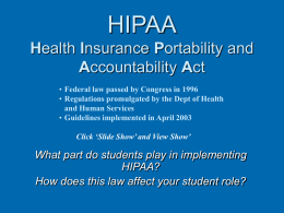PowerPoint Presentation - HIPAA Health Insurance Portability and