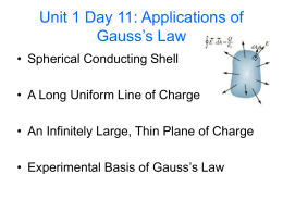 Unit 1 Day 11: Applications of Gauss`s Law