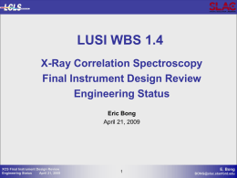 XCS Instrument Design Status Summary