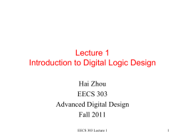 Lecture 1 Introduction to Digital Logic Design