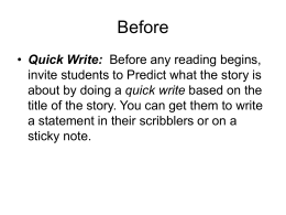 Quick Write - Reading Intervention wiki
