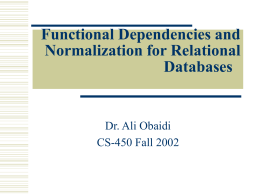 Functional Dependencies and Normalization for Relational Databases