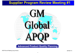 Before RFQ-package is sent out - RFQ Kick-off - GM