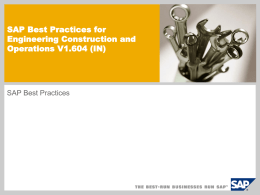 SAP Best Practices for Engineering Construction and Operations V1.