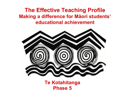 Te Kotahitanga Phase 4 The Effective Teaching Profile