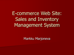 E-commerce Web Site: Sales and Inventory Management System