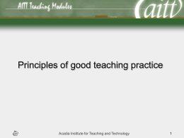 Principles of good teaching practice