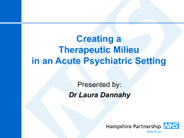 Creating a Therapeutic Milieu in an Acute Psychiatric