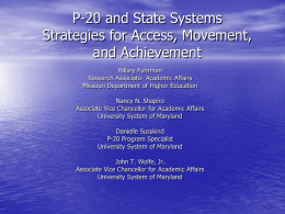 P-20 and State Systems Strategies for Access, Movement, and
