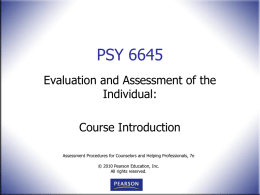 MHS 6220 Psychoeducational Testing I
