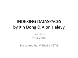 indexing dataspaces - Personal Web Pages