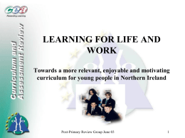 Presentation by Carmel Gallagher on learning for life and work