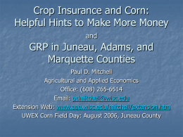 Crop Insurance: Helpful Hints and GRP Analysis in Juneau, Adams