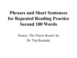 Phrases and Short Sentences for Repeated Reading Practice First