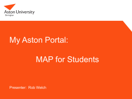 My Aston Portal MAP for Students